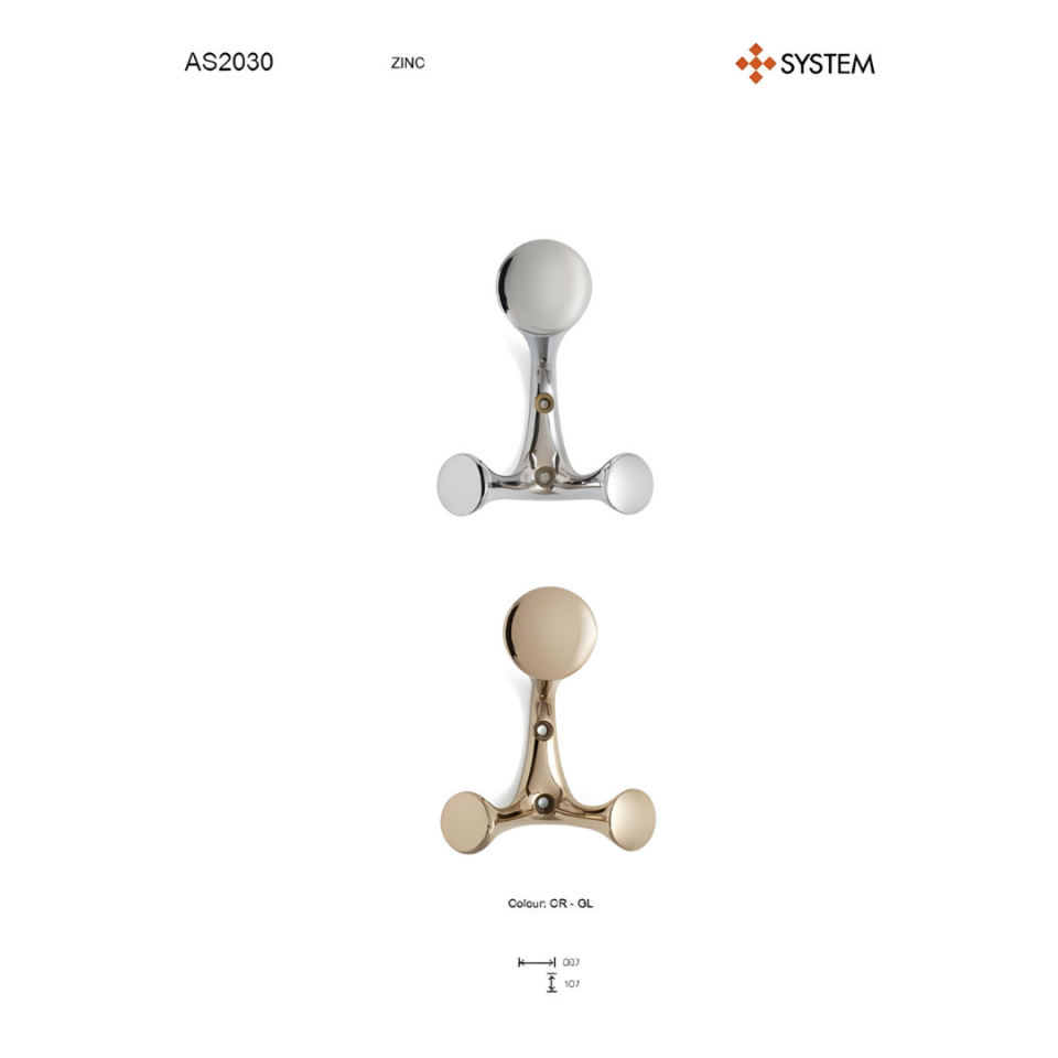 System 88 mm Gold Renk Portmanto Askılığı (AS2030 0088 GL)