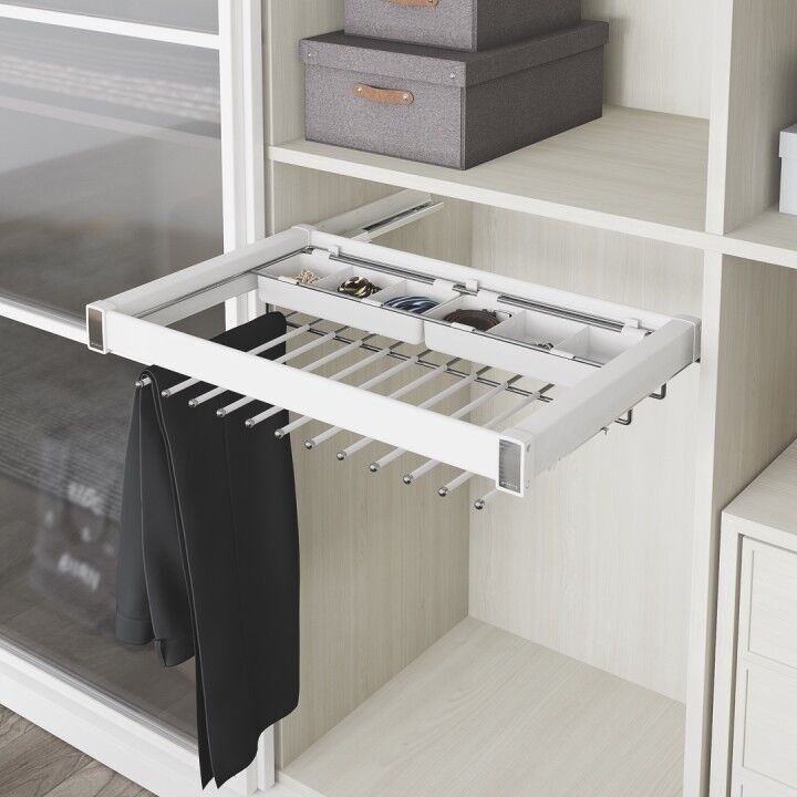 Gizli Raylı Alüminyum Fonksiyonel Pantolonluk 700 mm Beyaz