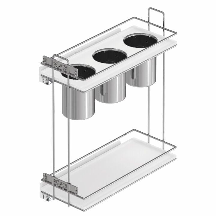 Gizli Raylı Ahşap Tablalı Kepçelik 420 mm Sağ Krom