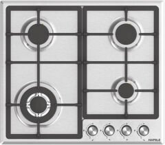 Ankastre Ocak, CONTEMPO, 60 cm, Paslanmaz Çelik, 4 Gözlü, Gazlı, Döküm Izgaralı