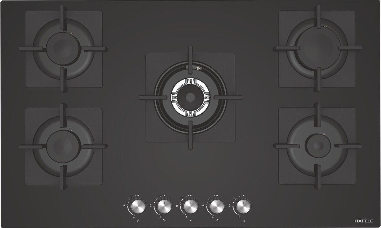 Ankastre Ocak, CAPELLA, 90 cm, Cam, 5 Gözlü, Gazlı, Döküm Izgaralı