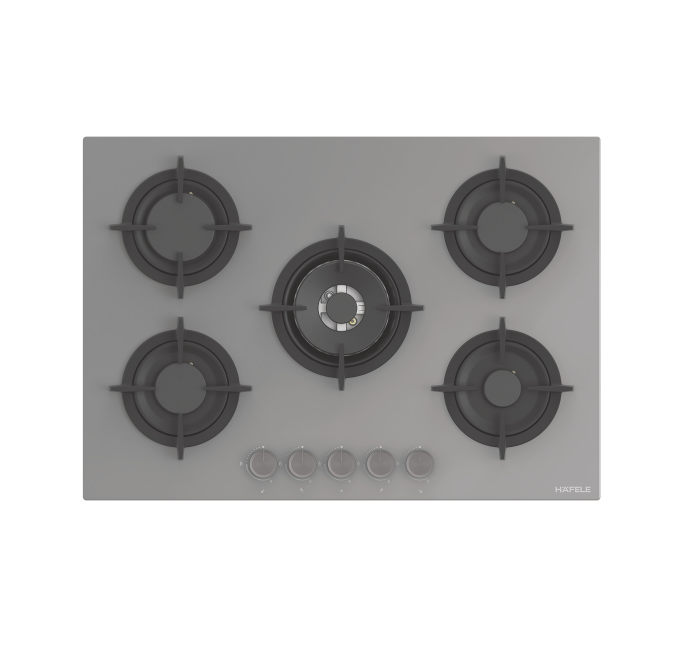 Ankastre Ocak, HÄFELE ORION, 75 cm, Cam, 5 Gözlü, Gazlı, Döküm Izgaralı