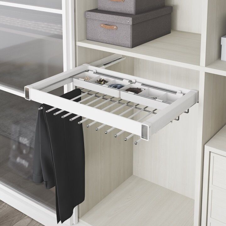 Gizli Raylı Alüminyum Fonksiyonel Pantolonluk 900 mm Beyaz