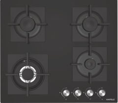 Ankastre Ocak, CAPELLA, 60 cm, Cam, 4 Gözlü, Gazlı, Döküm Izgaralı