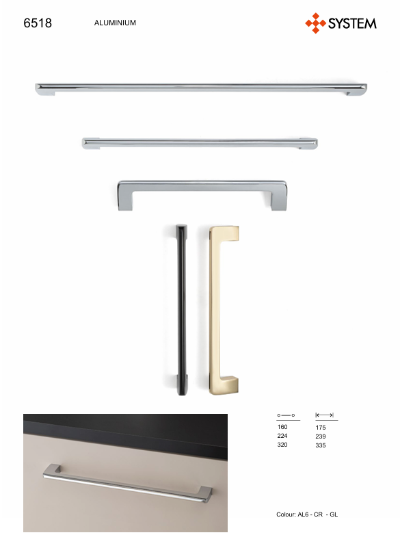 System 6518 Krom Renk Modern Kulp