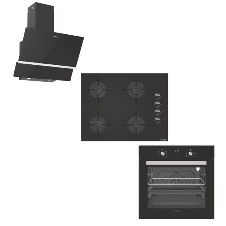 HÄFELE Ankastre Set 5 (LUCE Fırın, LUCE Ocak, LUCE Davlumbaz Seti) Siyah
