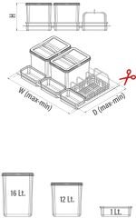 Çekmece İçi Çöp Kovası Taşınabilir Sepetli (Manuel) 12+1+1 Lt